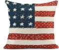 Set of 4 Linen Throw Pillow Covers Day 4Th of July Independence Decorative Pillow Cases - White