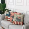 Set of 4 Linen Throw Pillow Covers Day 4Th of July Independence Decorative Pillow Cases - White