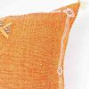 Moroccan Handwoven Cactus Silk Lumbar Pillow 14 x 36 Embroidered cushion - Orange