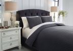 Ashley Ryter Charcoal Casual 3-Piece King Coverlet Set Q349003K - as Pic