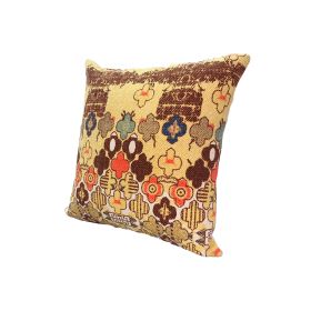 18 x 18 Square Accent Pillow, Printed Unique Quatrefoil Design, Polyester Filler, Brown, Orange, Yellow