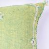 Moroccan Handwoven Cactus Silk Lumbar Pillow 14 x 36 Embroidered cushion - Olive green