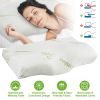 Bamboo Memory Foam Sleep Pillow Contoured Cervical Orthopedic Pillow Neck Support Breath Pillow - White