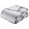 Printed Faux Rabbit Fur Throw; Lightweight Plush Cozy Soft Blanket; 50&quot; x 60&quot;; Grey Strip (2 Pack Set of 2) - as Pic