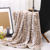 Printed Faux Rabbit Fur Throw; Lightweight Plush Cozy Soft Blanket; 50&quot; x 60&quot;; Sand Leopard (2 Pack Set of 2) - as Pic