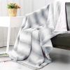 Printed Faux Rabbit Fur Throw; Lightweight Plush Cozy Soft Blanket; 50&quot; x 60&quot;; Grey Strip - as Pic