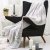 Printed Faux Rabbit Fur Throw; Lightweight Plush Cozy Soft Blanket; 60&quot; x 70&quot;; Grey Leopard - as Pic