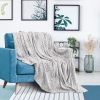 Back Printing Shaved Flannel Plush Blanket; checked Blanket for Bed or Sofa; 80&quot; x 90&quot;; Grey - as Pic