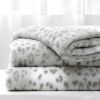 Printed Faux Rabbit Fur Throw; Lightweight Plush Cozy Soft Blanket; 50&quot; x 60&quot;; Grey Leopard - as Pic