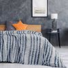 Back Printing Shaved Flannel Plush Blanket; Blue Stripe Blanket for Bed or Sofa; 60&quot; x 80&quot; (Set of 2) - as Pic