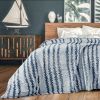 Back Printing Shaved Flannel Plush Blanket; Blue Stripe Blanket for Bed or Sofa; 80&quot; x 90&quot; ( Set of 2) - as Pic