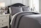 Ashley Raleda Gray Contemporary 3-Piece King Coverlet Set Q498003K - as Pic