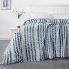 Back Printing Shaved Flannel Plush Blanket; Blue Stripe Blanket for Bed or Sofa; 80&quot; x 90&quot; - as Pic