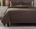 Ryter Twin Coverlet Set Q722001T Brown Casual youth top of bed - as Pic