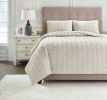 Ashley Hesper Bone Contemporary King Coverlet Set Q717013K - as Pic