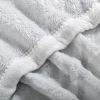 Back Printing Shaved Flannel Plush Blanket; checked Blanket for Bed or Sofa; 80&quot; x 90&quot;; Grey - as Pic