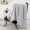 Back Printing Shaved Flannel Plush Blanket; checked Blanket for Bed or Sofa; 80&quot; x 90&quot;; Grey ( Set of 2) - as Pic