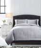 Ashley Maryam Gray Contemporary 3-Piece Queen Coverlet Set Q350003Q - as Pic