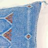 Moroccan Handwoven Cactus Silk Lumbar Pillow 14 x 36 Embroidered cushion - True Blue