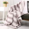 Printed Faux Rabbit Fur Throw; Lightweight Plush Cozy Soft Blanket; 50&quot; x 60&quot;; Coffee Stripe - as Pic