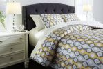 Ashley Mato Gray+Yellow+White Contemporary 3-Piece Queen Comforter Set Q763003Q - as Pic