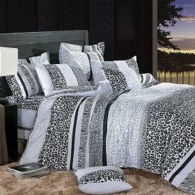 Blancho Bedding - [Snow Leopard] 100% Cotton 4PC Comforter Cover/Duvet Cover Combo (King Size)