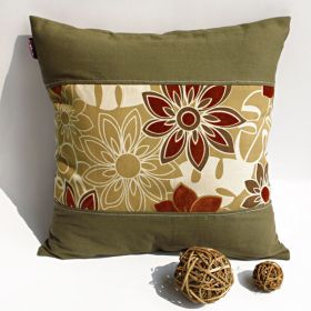 Onitiva - [Floral Dance] Linen Stylish Patch Work Pillow Cushion Floor Cushion (19.7 by 19.7 inches)