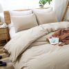 100% Washed Cotton Duvet Cover Set, Durable Fade-Resistant Natural Bedding Set (No Comforter) - Khaki - Twin