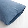 100% Washed Cotton Duvet Cover Set, Durable Fade-Resistant Natural Bedding Set (No Comforter) - Denim Blue - Queen