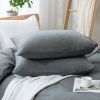 100% Washed Cotton Duvet Cover Set, Durable Fade-Resistant Natural Bedding Set (No Comforter) - Grey - Twin