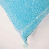 Moroccan Handwoven Cactus Silk Lumbar Pillow 14 x 36 Embroidered cushion - Cyan Blue