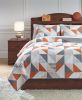 Ashley Layne Gray+Orange Contemporary 3-Piece Full Coverlet Set Q408003F - as Pic