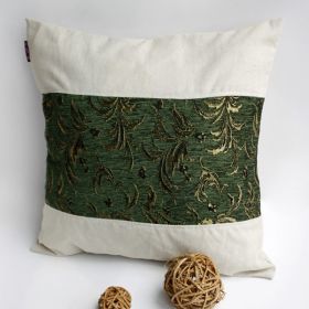 Onitiva - [Exquisite Emerald] Linen Patch Work Pillow Cushion Floor Cushion (19.7 by 19.7 inches)