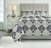 Ashley Ellowyn Black+Gray+Bone Contemporary Queen Comforter Set Q904003Q - as Pic