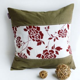 Onitiva - [Floarl Dream] Linen Stylish Patch Work Pillow Cushion Floor Cushion (19.7 by 19.7 inches)