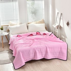 Pure Color Washed Air Conditioner Summer Cooling Thin Single Double Washable Quilt (Option: Pink-200x230)