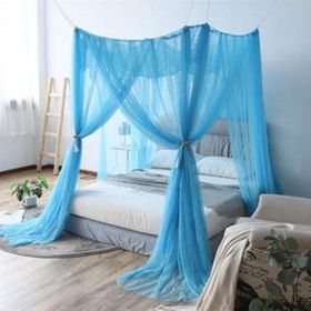 Household Mosquito Net Single Double Bed Free Installation Encryption Net Universal Simple Dormitory Bed Up And Down Dark Green Mosquito Net (Option: Sky blue-1.5m)