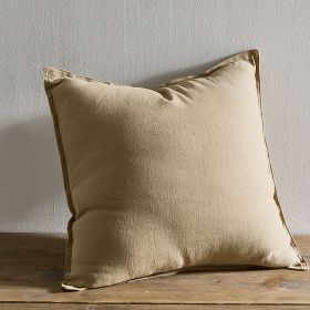 Pure Cotton And Linen Linen Solid Color Pillow Simple Modern (Option: 55x55cm Without Core-Bean Curd)