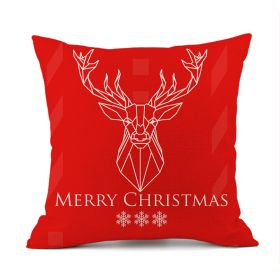 Christmas Elk Santa Claus Red Festive Printed Linen Cushion (Option: Style 11-45x45cm)