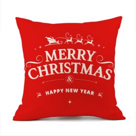 Christmas Elk Santa Claus Red Festive Printed Linen Cushion (Option: Style 7-45x45cm)