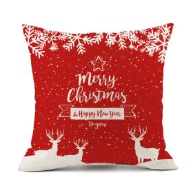 Christmas Elk Santa Claus Red Festive Printed Linen Cushion (Option: Style 9-45x45cm)