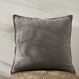 Pure Cotton And Linen Linen Solid Color Pillow Simple Modern (Option: 55x55cm Without Core-Light Gray)