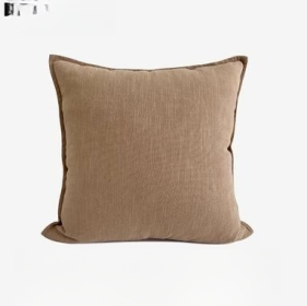 Home Cotton And Hemp Quiet Wind Pillowcase (Option: Mingcha Brown-50x50c m)