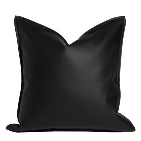 Nordic Style Solid Leather Living Room Sofa Pillow Bed Waist Support (Option: Pure Black-45x45 without core)