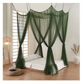 Household Mosquito Net Single Double Bed Free Installation Encryption Net Universal Simple Dormitory Bed Up And Down Dark Green Mosquito Net (Option: Dark green-1.5m)