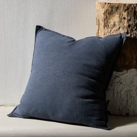 Pure Cotton And Linen Linen Solid Color Pillow Simple Modern (Option: 55x55cm With Core-Tibetan Blue)