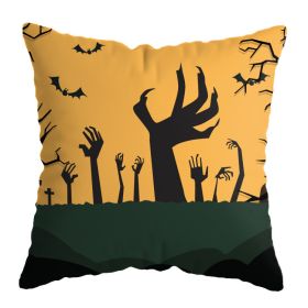 Linen Skull Halloween Pillow Cover (Option: 45x45cm-A24)