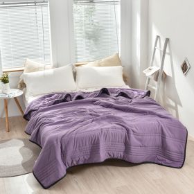 Pure Color Washed Air Conditioner Summer Cooling Thin Single Double Washable Quilt (Option: Purple-100x150cm)