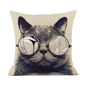 Printed Cat Linen Sofa Pillowcase (Option: Style1-45x45cm)