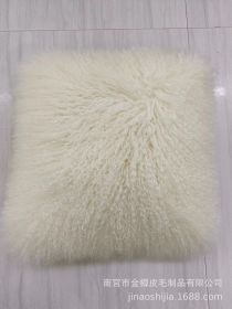 High-grade Fur Beach Wool Pillow (Option: Beige-45 X45cm Without Core)